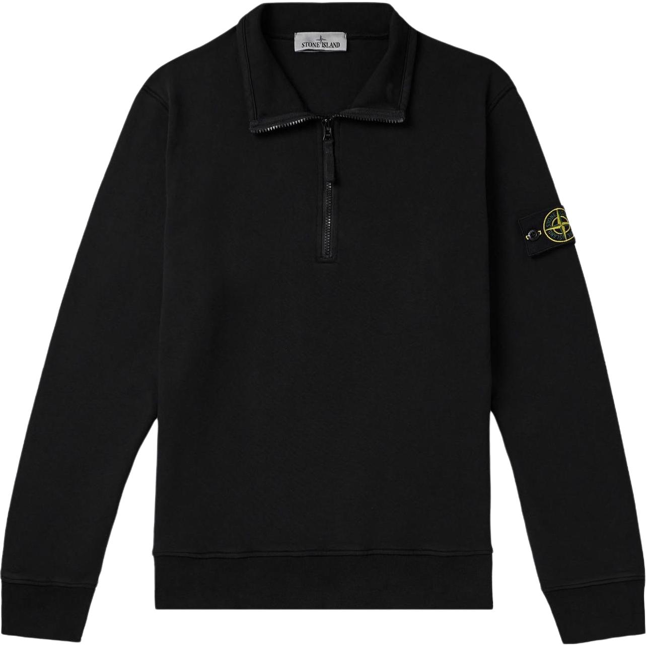 Stone Island Black Side Logo Badge Stand Collar Sweatshirt Men 801561951-V0029