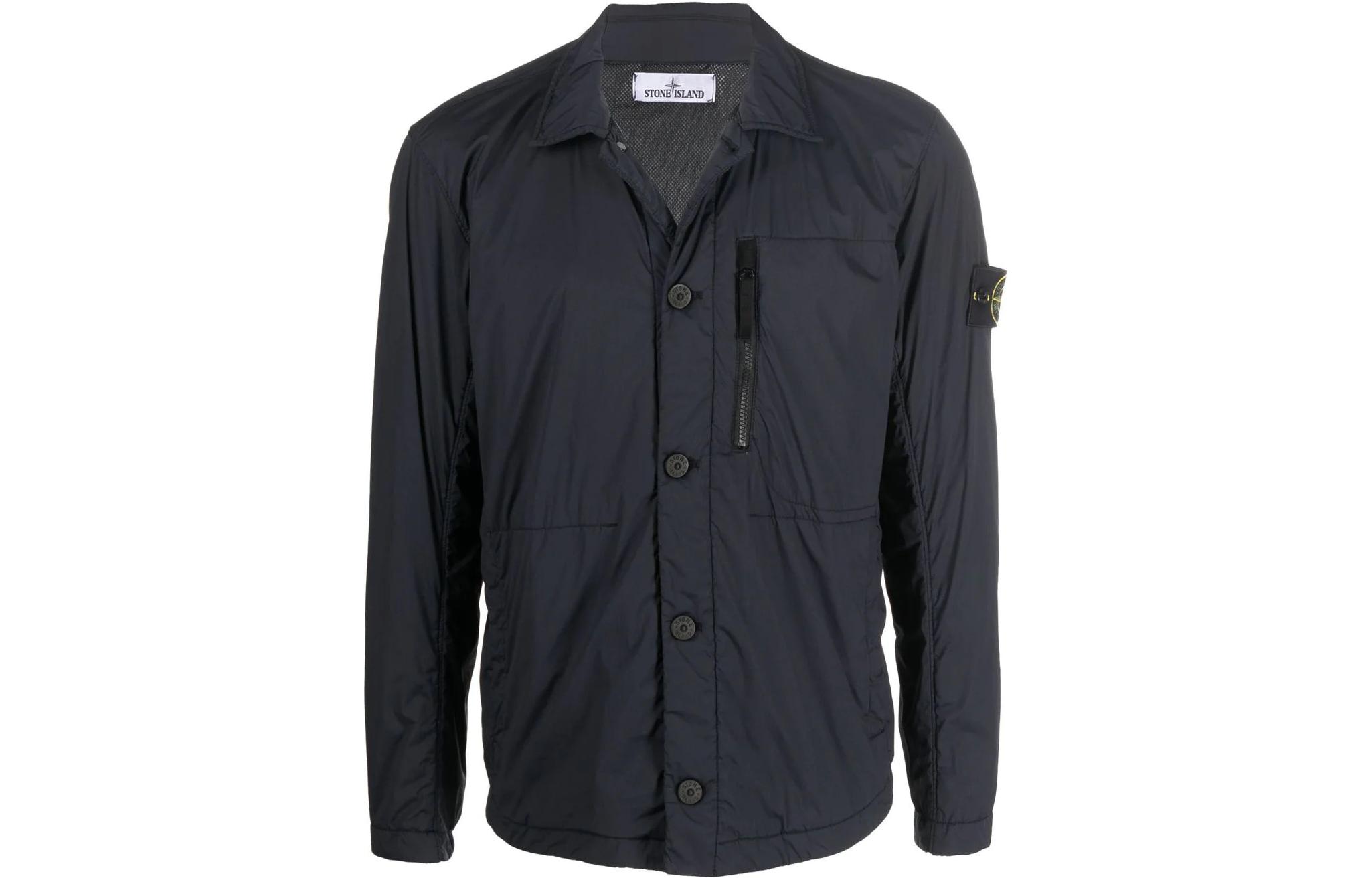 Stone Island Black Single-Breasted Shirt Jacket 761541431-V0020