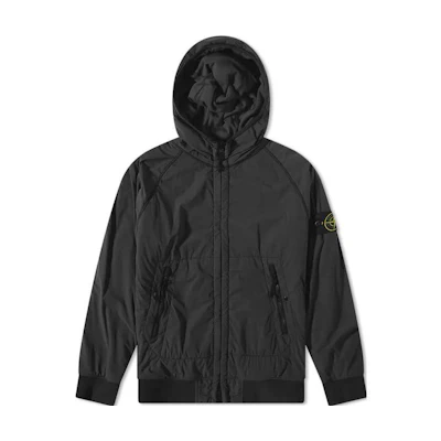 STONE ISLAND Black Solid Color Fitted Zip-Up Hoodie Jacket for Men. 771542028-V0029