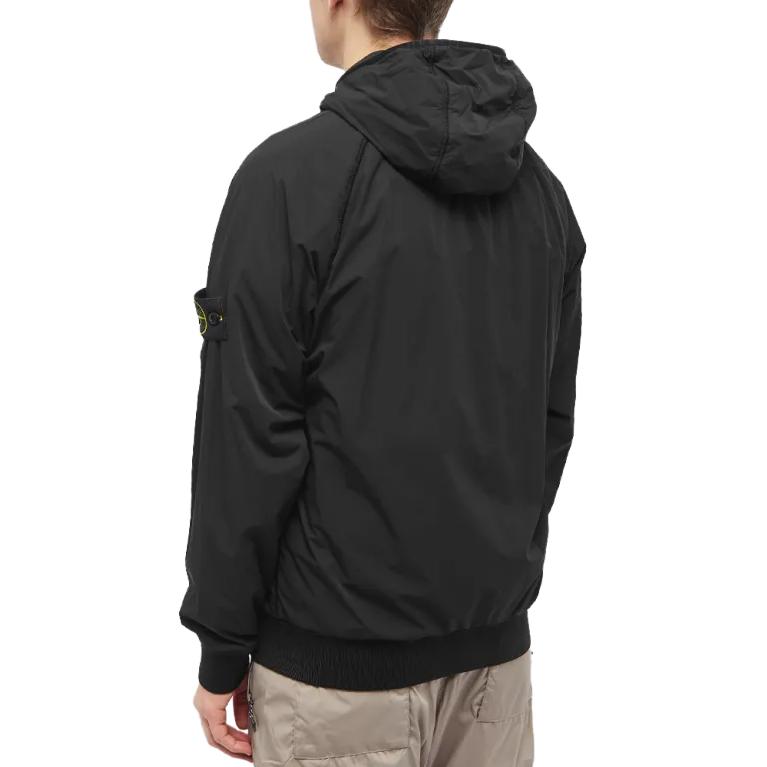 STONE ISLAND Black Solid Color Fitted Zip-Up Hoodie Jacket for Men. 771542028-V0029 圖 5