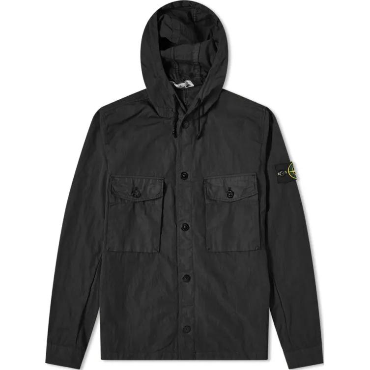 Stone Island Black Solid Color Hooded Jacket for Men 721512408-V0029
