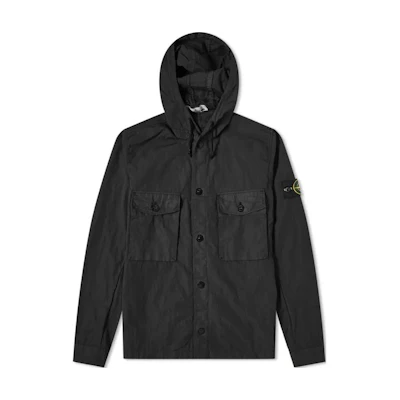 Stone Island Black Solid Color Hooded Jacket for Men 721512408-V0029