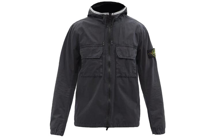 Stone Island Black Solid Color Hooded Jacket with Large Pockets 7615122WN-V0165