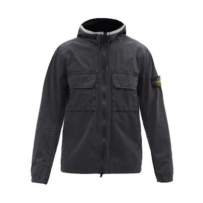 Stone Island Black Solid Color Hooded Jacket with Large Pockets 7615122WN-V0165