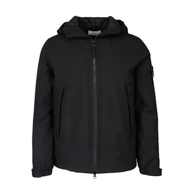 STONE ISLAND Black Solid Color Hoodie Zip-Up Jacket for Men 731541627-V0029