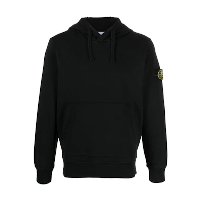 Stone Island Black Solid Color Logo Drawstring Hoodie for Men 801564151-A0029