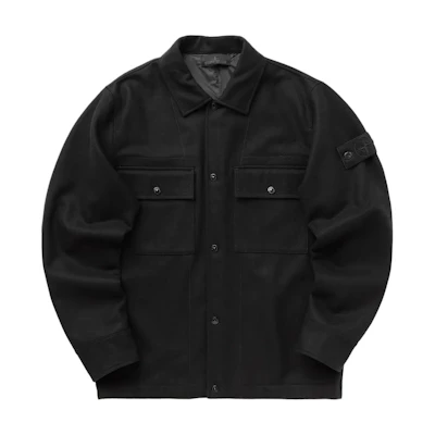 Stone Island Black Solid Color Long Sleeve Collared Jacket 8115120F4-V0029