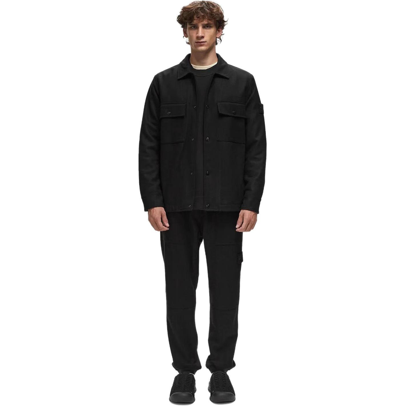 Lookbook Stone Island Jaket Hitam Lengan Panjang Berkerah Solid Color 8115120F4-V0029