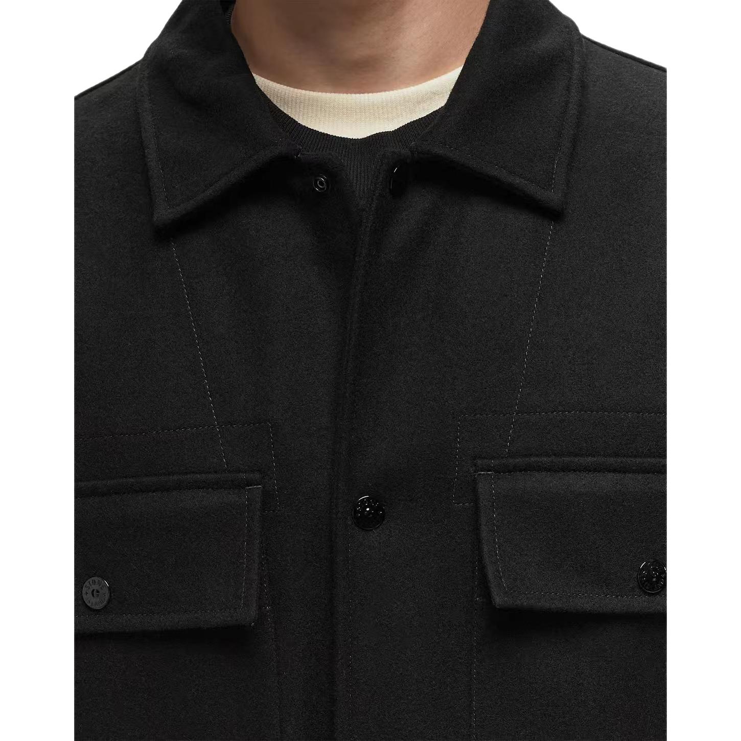 Shop Stone Island Jaket Hitam Lengan Panjang Berkerah Solid Color 8115120F4-V0029