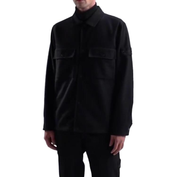 Purchase Stone Island Jaket Hitam Lengan Panjang Berkerah Solid Color 8115120F4-V0029