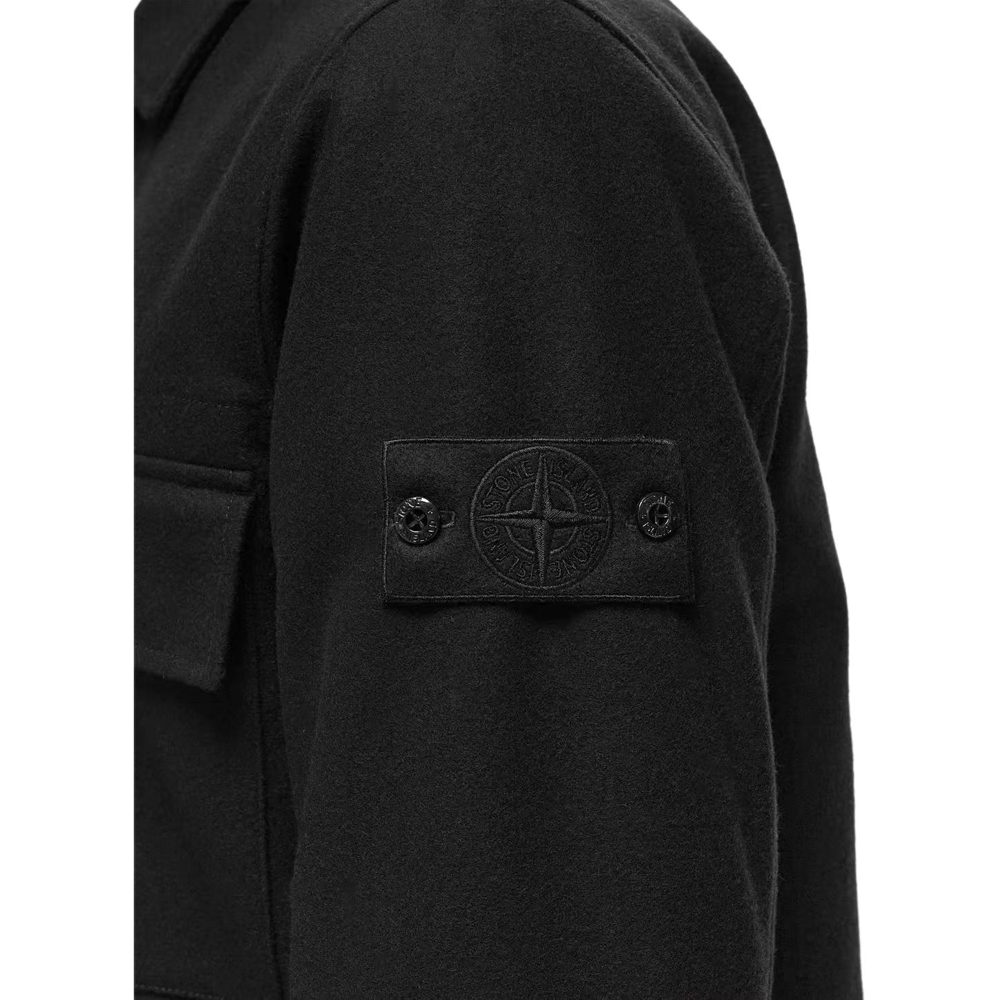 Details for Stone Island Jaket Hitam Lengan Panjang Berkerah Solid Color 8115120F4-V0029