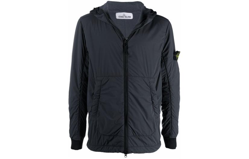 Stone Island Black Solid Color Slim Fit Hooded Zip Jacket 751541928-V0065