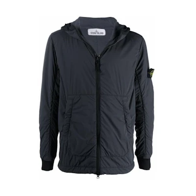 Stone Island Black Solid Color Slim Fit Hooded Zip Jacket 751541928-V0065