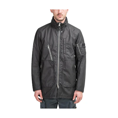 Stone Island Black Solid Color Slim Fit Zip Hoodie Jacket 711940904-V0029