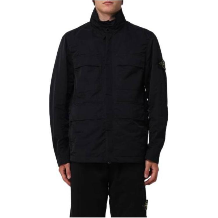 Stone Island Black Solid Color Zip-Up Jacket for Men 781542730-V0029