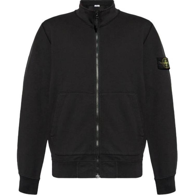 Stone Island Black Solid Color Zip-Up Long Sleeve Jacket 811564351-A0029