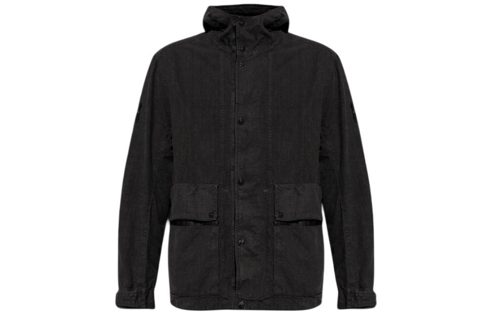 Stone Island Black Solid Color Zip Hoodie Jacket 8015422300-V0029