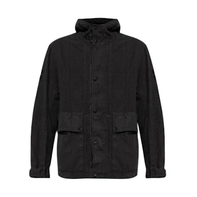 Stone Island Black Solid Color Zip Hoodie Jacket 8015422300-V0029