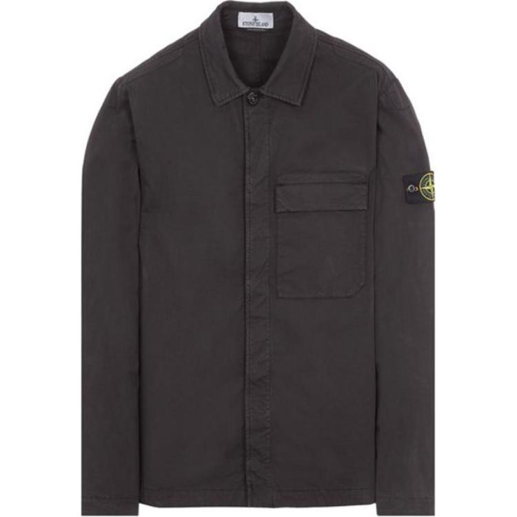 Stone Island Black Solid Patch Long-Sleeve Button-Up Jacket for Men 801510710-V0029