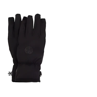 STONE ISLAND Black Solid Polyester Insulated Gloves for Men 791592429V0029