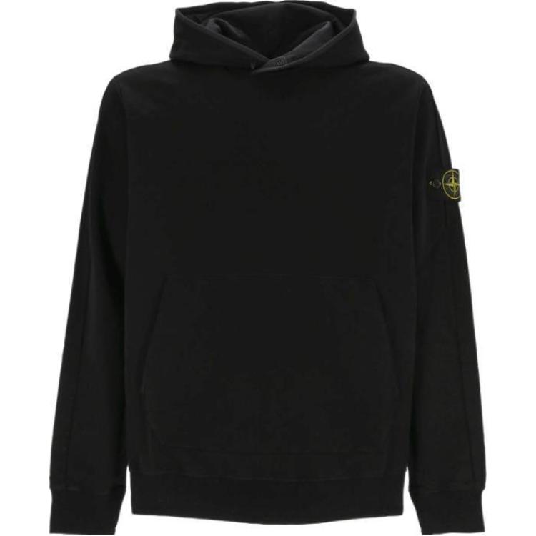 Stone Island Black Solid Pullover Hoodie Long Sleeve 801565052-V0020