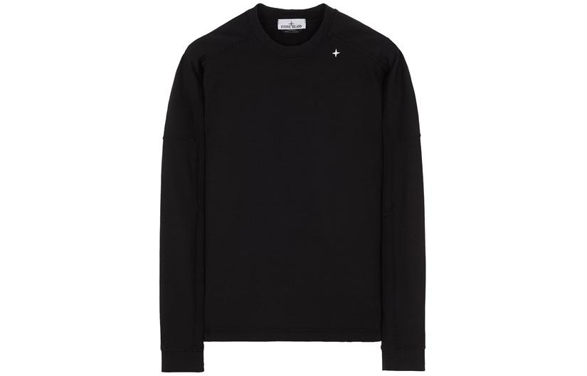 Stone Island Black Star Embroidered Crewneck Sweatshirt Mens Long Sleeve 8015604G5-V0029