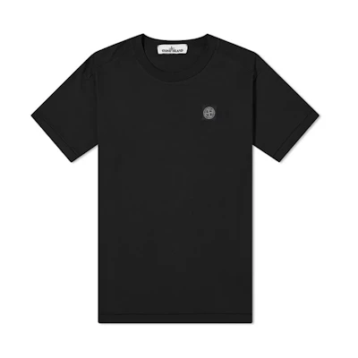 STONE ISLAND Black Unisex Geometric Logo Design Crewneck T-Shirt. 741524113-V0029
