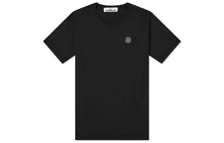 Order STONE ISLAND Hitam Unisex Kemeja-T Rekaan Logo Geometri Crewneck. 741524113-V0029