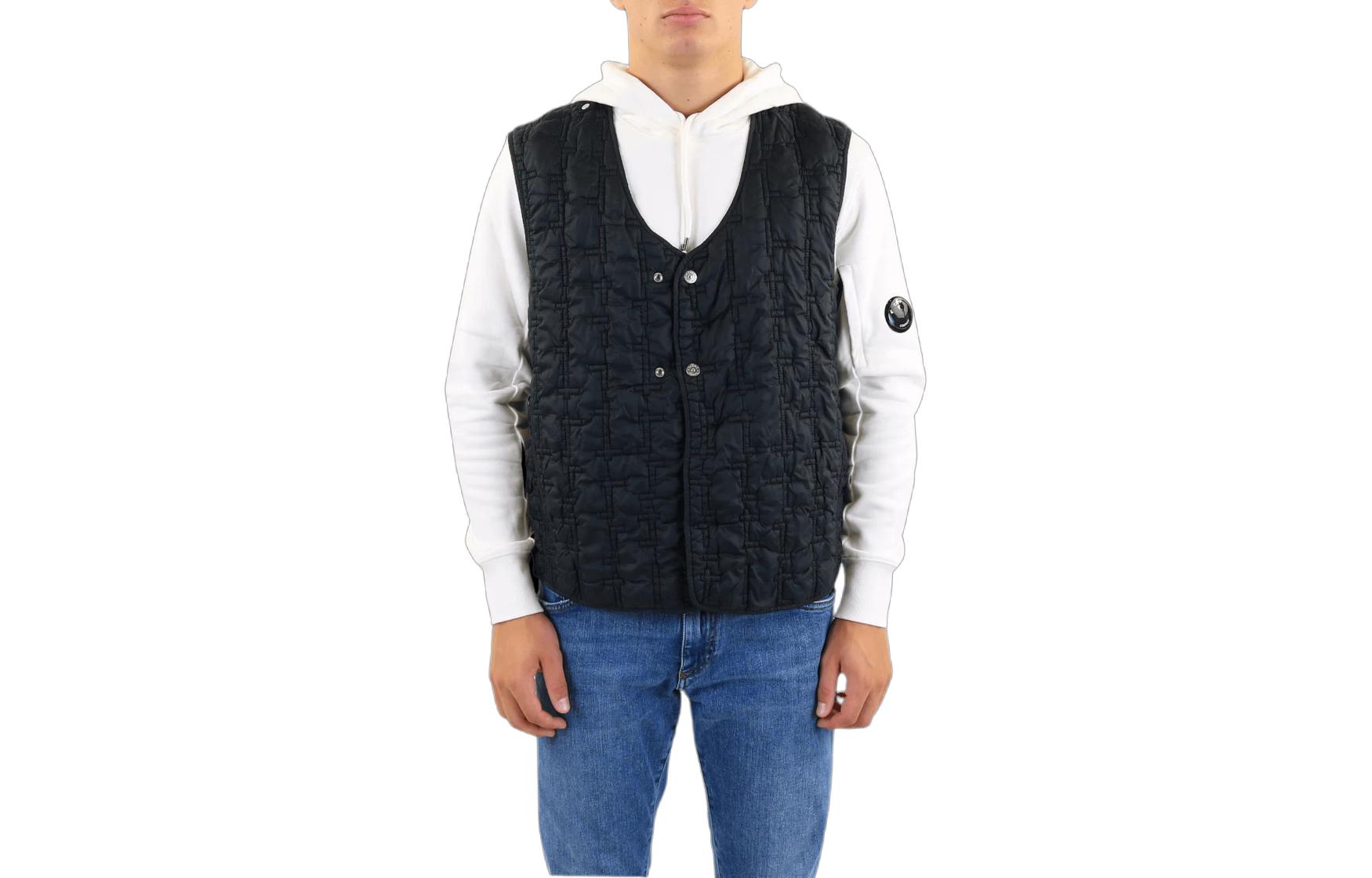 Stone Island Black V-Neck Sleeveless Jacket MO7719G0311-V0029