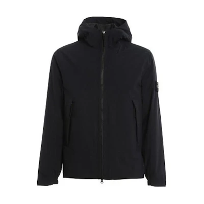Stone Island Black Waterproof Zip Hoodie Jacket for Men 731541627-V0020