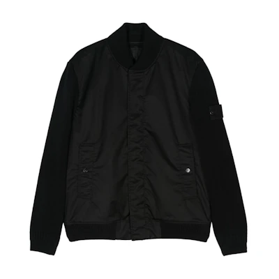 Stone Island Black Zip-Up Bomber Jacket with Logo Patch for Men 8115450F2-V0029