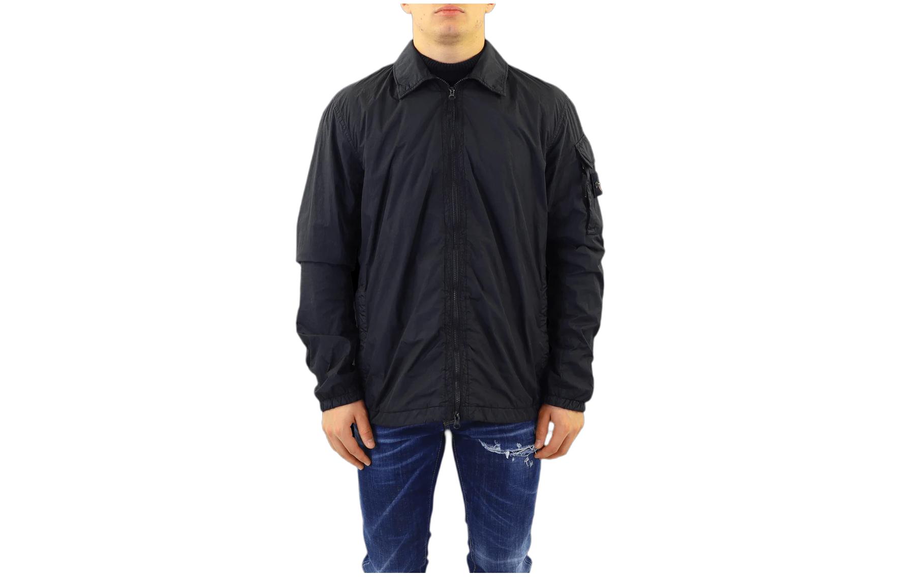 Stone Island Black Zip-Up Collared Long-Sleeve Jacket for Men MO771510223-V0029
