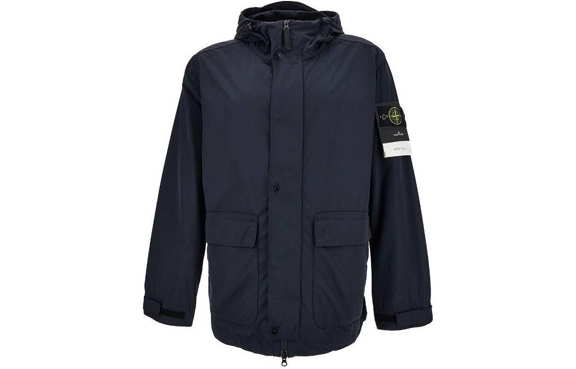 Stone Island Black Zip-Up Hooded Jacket with Slim Fit Design 801541526-V0020