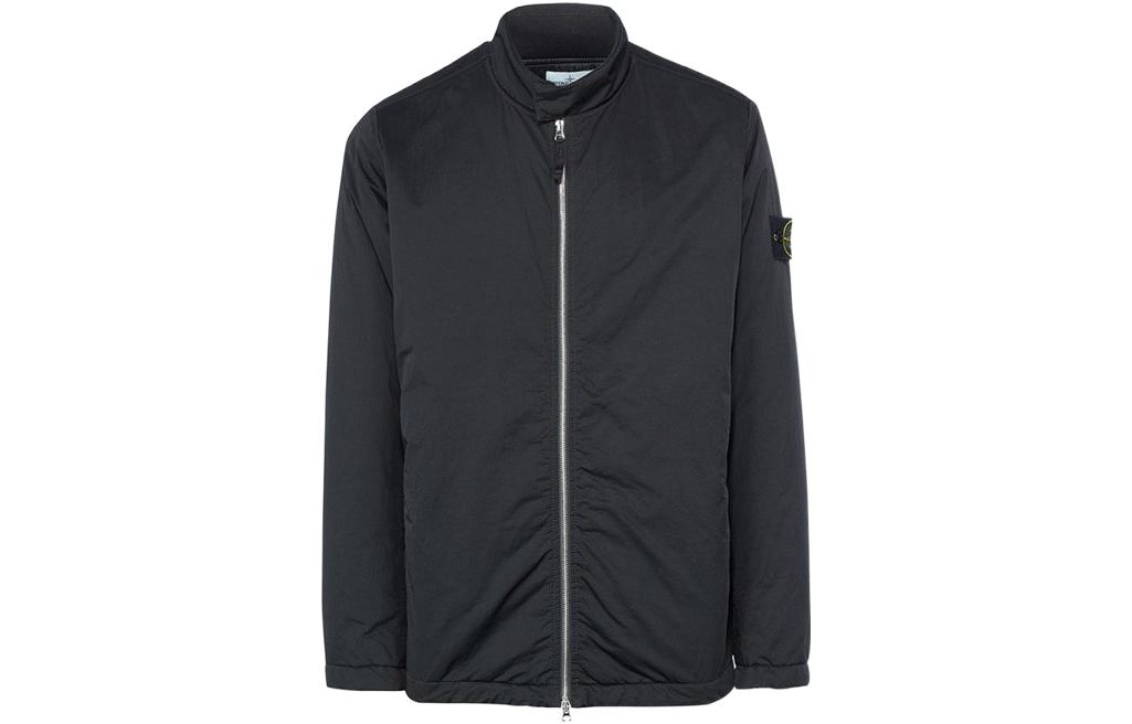 Stone Island Black Zip-Up Jacket with Stand Collar 751542346-V0029