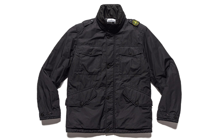 Stone Island Black Zip-Up Jacket with Stand Collar 731543532-V0029
