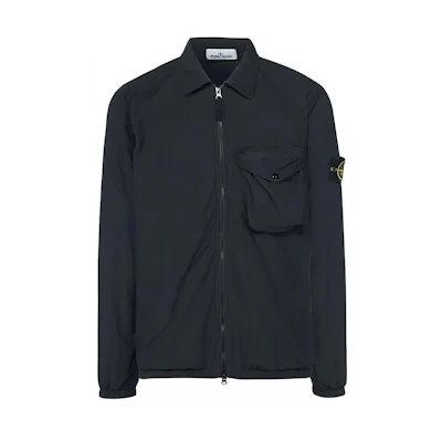 Stone Island Black Zip-Up Jacket with Turn-Down Collar 751511803-V0029