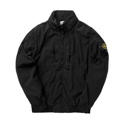 Stone Island Black Zip-Up Loose-Fit Jacket with Stand Collar 741542631-V0029