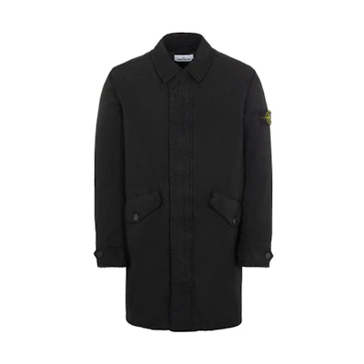 Stone Island Black Zip-Up Mid-Length Jacket with Folded Collar 751570449-V0029