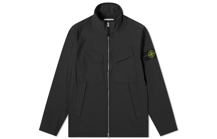 Stone Island Black Zip-Up Stand Collar Jacket - Fall Collection 741540827-V0029