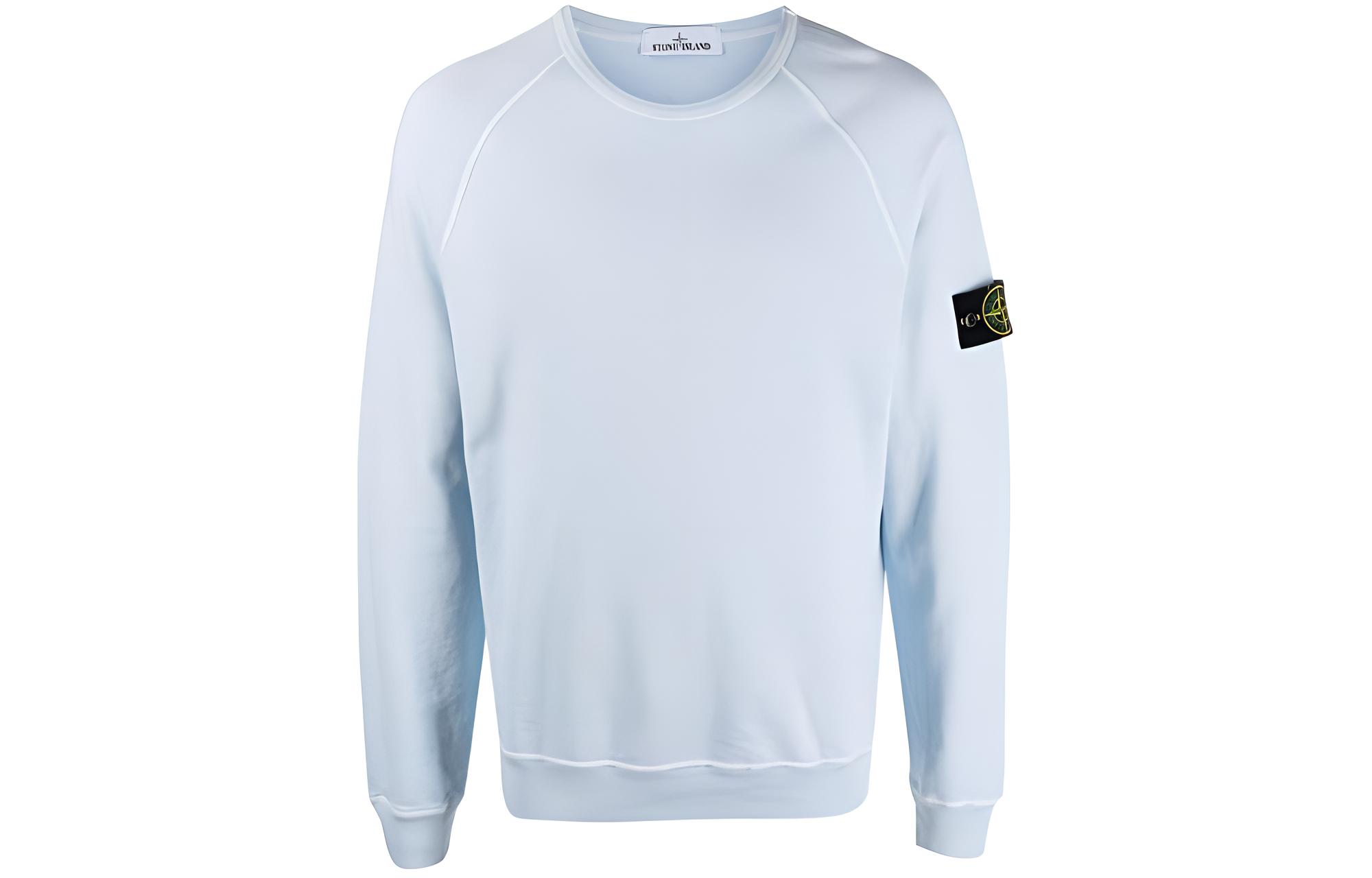 Stone Island Blue Crewneck Logo Pullover Sweatshirt for Men 741566060-V0141