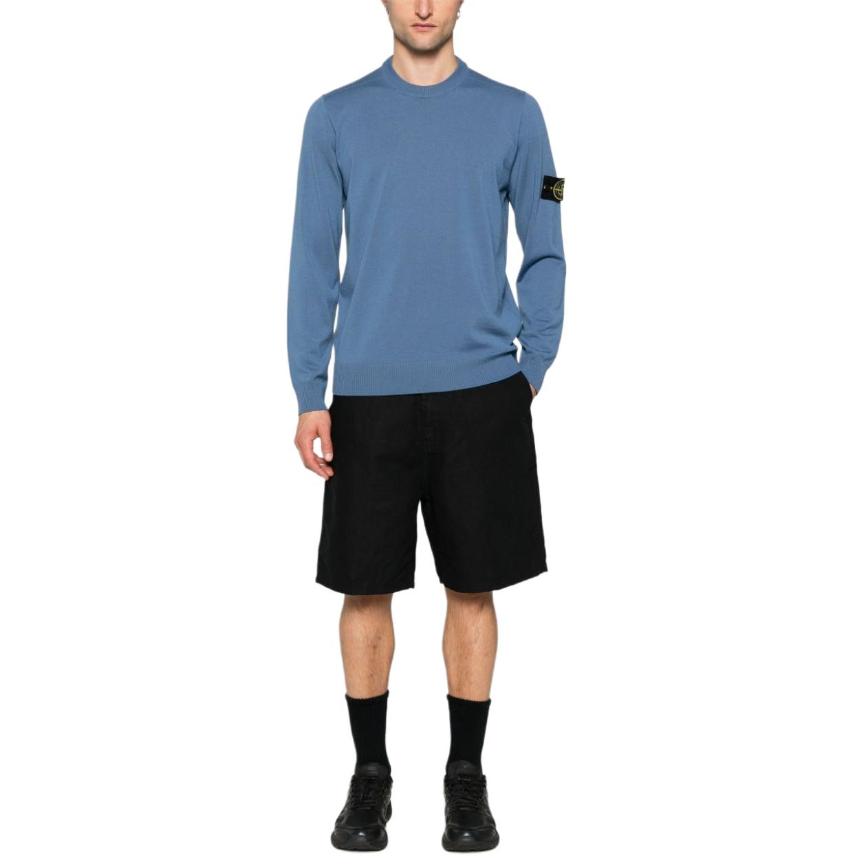 STONE ISLAND Blue Crewneck Long-Sleeve T-Shirt with Logo Print for Men. 8115510C4-V0024 圖 3