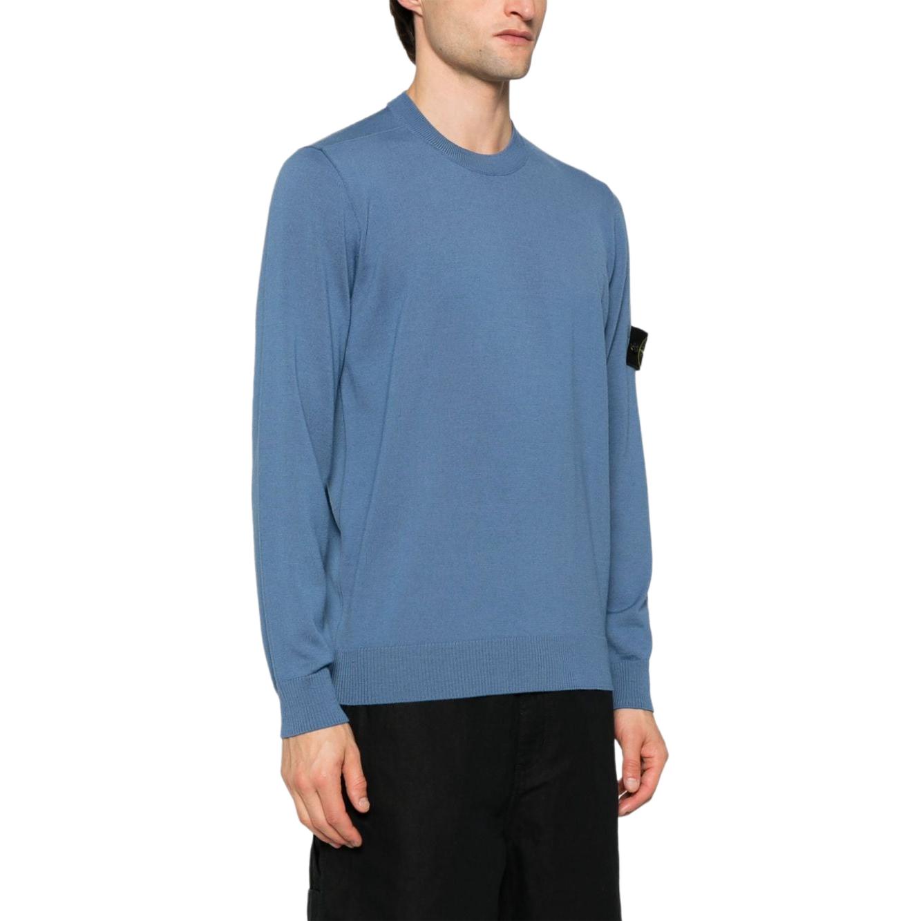 STONE ISLAND Blue Crewneck Long-Sleeve T-Shirt with Logo Print for Men. 8115510C4-V0024 圖 5