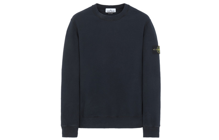 Stone Island Blue Crewneck Sweatshirt - Fall Solid Color Long Sleeve Pullover 731563020-v0020