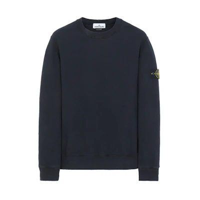 Stone Island Blue Crewneck Sweatshirt - Fall Solid Color Long Sleeve Pullover 731563020-v0020