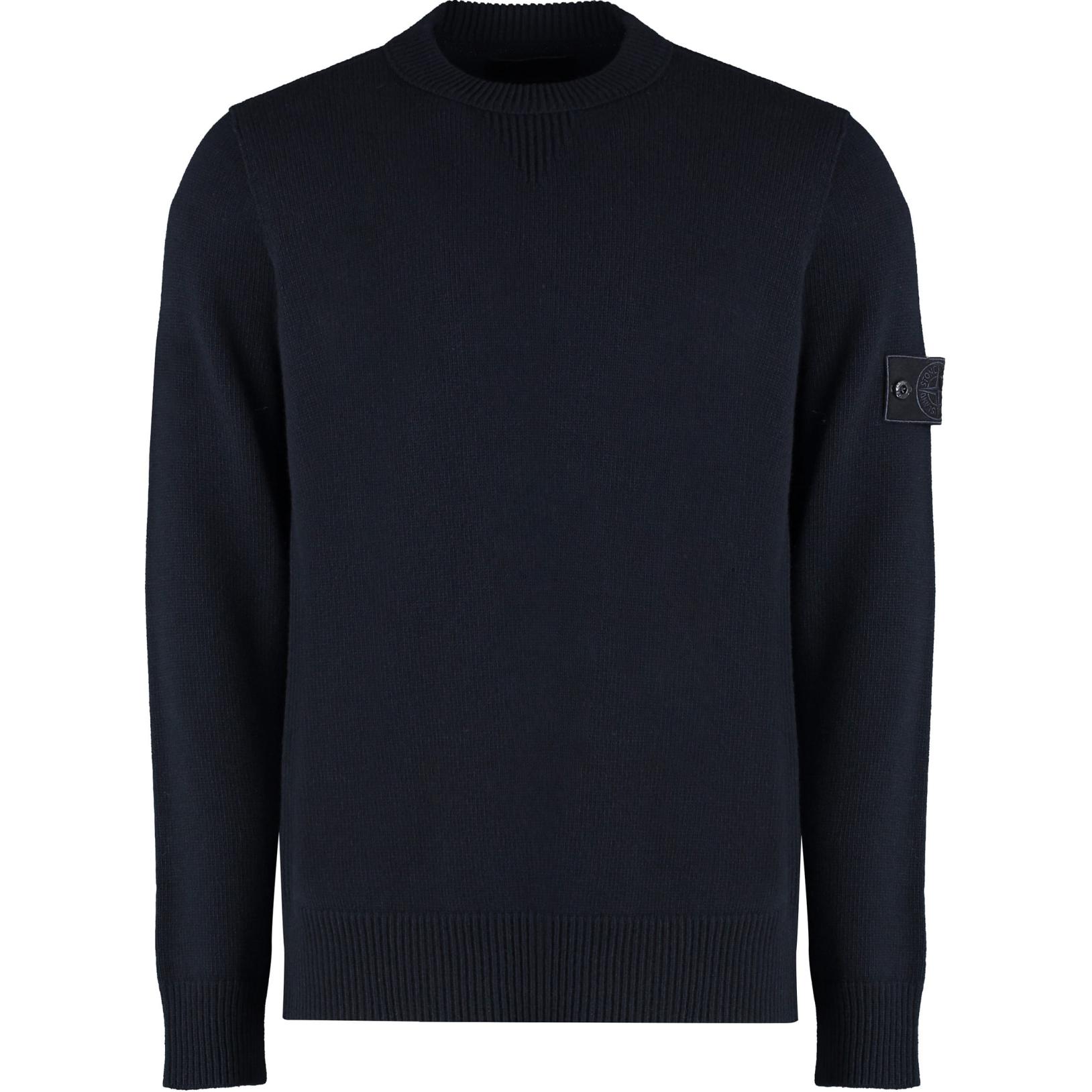 Stone Island Blue Crewneck Sweatshirt with Side Badge Logo for Men POIZON2407221099