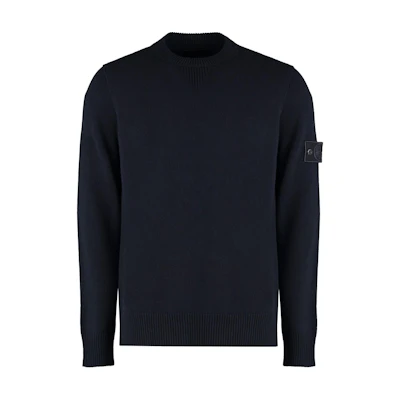 Stone Island Blue Crewneck Sweatshirt with Side Badge Logo for Men POIZON2407221099