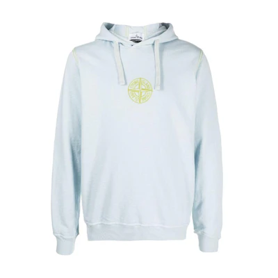 Stone Island Blue Embroidered Logo Hoodie for Men 741561159-V0041