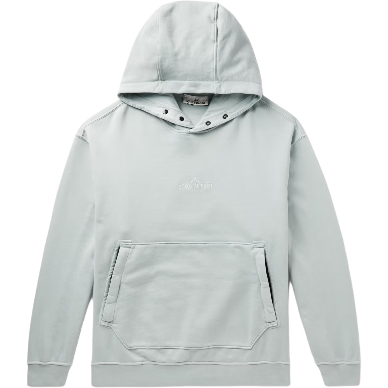 Stone Island Blue Embroidered Logo Hoodie for Men 781562251-V0041