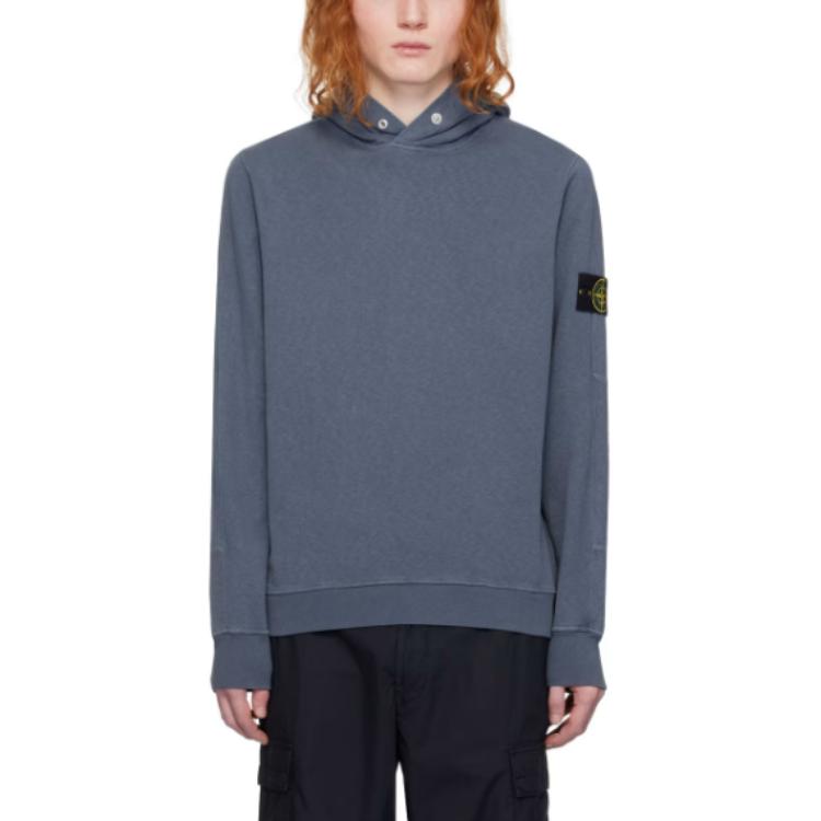 Stone Island Blue Hooded Pullover Sweatshirt 801565860-V0124