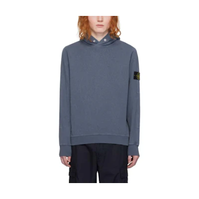 Stone Island Blue Hooded Pullover Sweatshirt 801565860-V0124